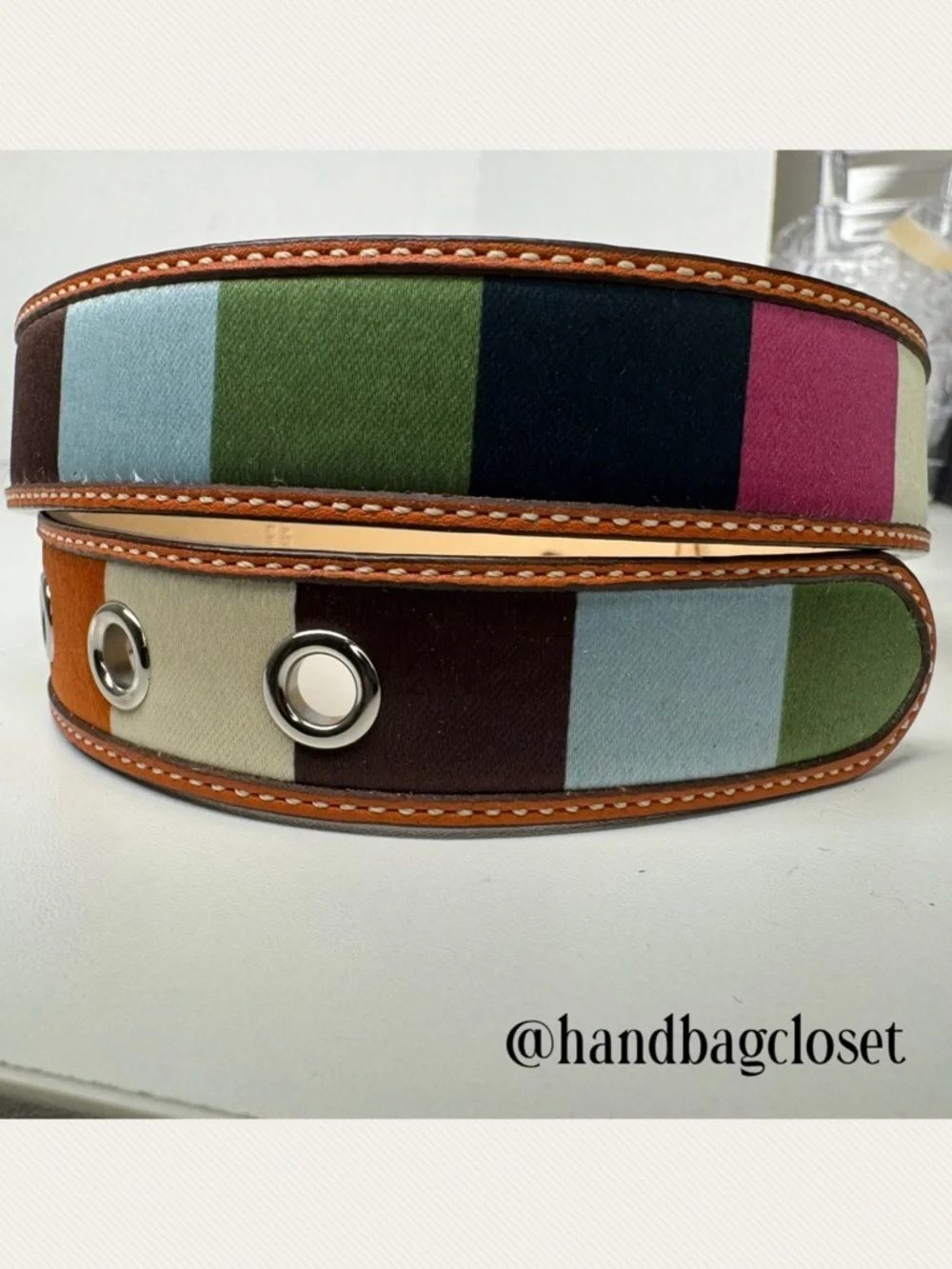 Coach Legacy Rare Satin & Leather Color Block Size XL Extra Large Dog Collar